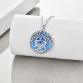 wholesale 925 Sterling Silver Blue Turquoise Triple Moon Goddess Pentagram Pendant Necklace-0-7