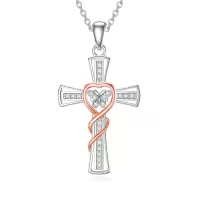 TOUPOP Sterling Silver & Stone Butterfly Faith Christian Pendant Necklace Birthday Gift-undefined