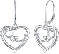 wholesale Silver 925 Sterling Silver Moonstone Filigree Heart Drop Earrings 925 Jewelry for Women Girls Gift Idea-Stethoscope Heart