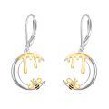 wholesale 925 Sterling Silver Honeycomb with Bee Drop Earrings for Women Girls  4cm Long Leverbacks-0-0