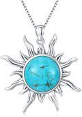 wholesale 925 Sterling Silver Sun Turquoise Pendant Necklace Genuine Gemstones Western  for Women-0-0