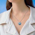 TOUPOP Sterling Silver Blue Crystal I Love You Forever Heart Mom Pendant Necklace-0-4
