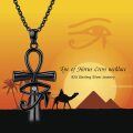 wholesale 925 Sterling Silver Eye of Horus & Ankh Pendant Necklace - Ancient Egypt Protection Jewelry for Women and Girls-0-5
