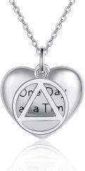 wholesale 925 Sterling Silver Heart-Shaped Triangle Recovery Symbol Pendant Necklace-0-0