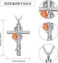 wholesale 925 Sterling Silver Cross with Orange Daisy and Butterfly Charm Cremation Jewelry Urn Necklace for Ashes Keepsake Pendant-0-1