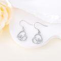 wholesale 925 Sterling Silver Hypoallergenic Heart-Shaped Cow Dangle Earrings with Cubic Zirconia Accents-0-2