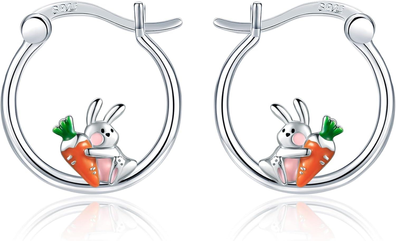 wholesale S925 Sterling Silver Bunny Carrot Hoop Earrings Gift for Women-0-0