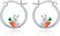 wholesale S925 Sterling Silver Bunny Carrot Hoop Earrings Gift for Women-0-0