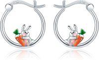 wholesale S925 Sterling Silver Bunny Carrot Hoop Earrings Gift for Women-Bunny