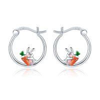 wholesale S925 Sterling Silver Bunny Carrot Hoop Earrings Gift for Women-Bunny