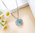 wholesale 925 Sterling Silver & Natural Turquoise Heart Daisy Pendant Necklace - Vintage Handmade Jewelry for Women-0-5
