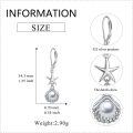 wholesale 925 Sterling Silver Sea Life Shell Pearl Starfish Leverback Earrings-0-4