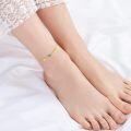 wholesale 14K Gold Chain with Blue Opal Butterfly Charm Ankle Anklets for Women and Girls (Length: Adjustable)-0-2