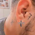 wholesale Silver Cross Design Studs - 925 Sterling Silver 3D Crucifix Ear Piercing Jewelry for Men & Women (Black)-0-4