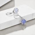 wholesale 925 Sterling Silver Teardrop Earrings Wholesale With Blue Gemstone And Scroll Design-0-32