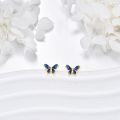 wholesale 14K Gold Blue Enamel Butterfly Stud Earrings for Women-0-3