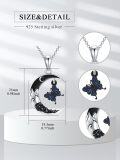 wholesale 925 Sterling Silver Crescent Moon Butterfly Necklace Pendant for Women Girls Gifts Jewelry Accessories 48cm Chain Length (Black)-0-1
