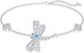 wholesale 925 Sterling Silver Dragonfly Butterfly Ladybug Adjustable Bracelet with Blue Crystal and CZs for Women Girls Gifts-0-0