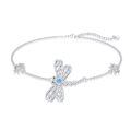 wholesale 925 Sterling Silver Dragonfly Bracelet With Blue Crystal And Delicate Chain Design-0-0