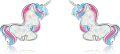 wholesale 925 Sterling Silver Unicorn Stud Earrings with Opal Stone and Rainbow Finish - Gift for Women & Girls-0-0