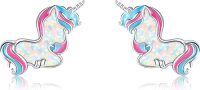 wholesale 925 Sterling Silver Unicorn Stud Earrings with Opal Stone and Rainbow Finish - Gift for Women & Girls-Opal Unicorn-Opal Unicorn