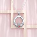 wholesale 925 Sterling Silver Claddagh Heart Pendant with Red Crystal and Cross on Hands Necklace - 3 Chains Included (24+2)-0-2