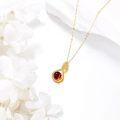 wholesale 14K Gold Round Red Garnet & White Cubic Zirconia Infinity Pendant Necklace 26 Chain-0-3