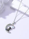 wholesale 925 Sterling Silver Cat Moon Star Pendant Necklace Animal  for Women-0-3