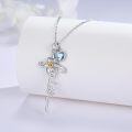 wholesale Sterling Silver Birthstone Flower Cross Pendant Necklace-0-1