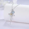 wholesale 925 Sterling Silver Birthstone Flower Cross Pendant Necklace-0-1