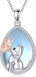 wholesale 925 Sterling Silver Cat Pendant Necklace with Butterfly Charm - Gifts for Mom and Daughter-0-0