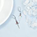 wholesale 925 Sterling Silver Red Heart Gothic Sword Dangle Earrings for Women-0-2