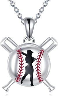 wholesale 925 Sterling Silver Baseball Bat and Ball Pendant Necklace Gift for Women-Baseball Necklace