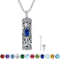 wholesale Sterling Silver Urn Necklace Cremation Ashes Pendant Memorial Jewelry for Women Men Girls Boys-Tree of life-I-Sep-Blue Sapphire
