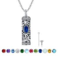 wholesale 925 Sterling Silver Urn Necklace Cremation Ashes Pendant Memorial Jewelry for Women Men Girls Boys-Tree of life-I-Sep-Blue Sapphire
