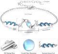 wholesale 925 Sterling Silver Blue Wave Dolphins Moonstone Charm Anklet Jewelry-0-4