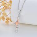 wholesale 925 Sterling Silver Rose Gold Plated Ballet Dancer on Treble Clef Musical Note Charm Pendant Necklace-0-2