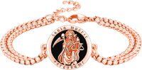 wholesale Rose Gold 925 Sterling Silver Santa Muerte Charm Bracelet with Black Onyx Stone and Religious Symbol Pendant-Rose Gold-Santa Muerte