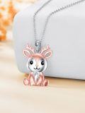 wholesale 925 Sterling Silver Reindeer Pendant Necklace for Women Girls  45cm Chain Length-0-1