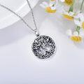 wholesale 925 Sterling Silver Round Black Onyx Tree Of Life Pentagram Necklace for Women Girls Gifts 48cm Chain Length-0-1