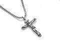wholesale Silver Plated Copper Jesus Crucifix Cross Pendant Necklace With Oxidized Silver Finish-0-2