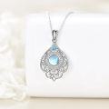 wholesale 925 Sterling Silver Blue Topaz & Opal Tear Drop Heart Pendant Necklace for Women-0-4