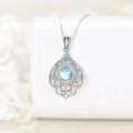 wholesale 925 Sterling Silver Pink Flower Tree of Life Moonstone Teardrop Heart Pendant Necklace for Women-0-4