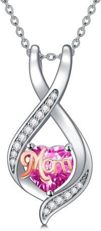 wholesale 925 Sterling Silver Birthstone Mom Necklace Mama Jewelry Gift for Women-10-October