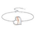 wholesale 925 Sterling Silver Heart-Shaped Charm Bracelet with Golfer Figurine Sporty Gift for Women Girls-0-0