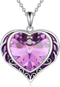 wholesale Sterling Silver Austrian Crystals Love Heart Pendant Necklace for Women-06-June