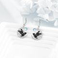 wholesale 925 Sterling Silver Celtic Moon Black Bat Drop Earrings with Rainbow Moonstone for Women-0-2