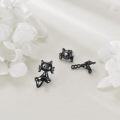 wholesale 925 Sterling Silver Hypoallergenic Cute Black Cat Stud Earrings-0-2