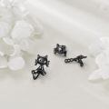 wholesale 925 Sterling Silver Cute Black Cat Ear Earring-0-2
