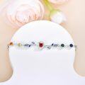 wholesale 925 Sterling Silver Rainbow Gemstone Bracelet for Women - Rose Design-0-2